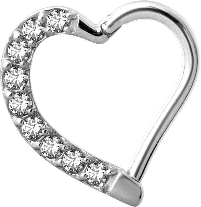 PREMIUM COLLECTION | Sydän clicker kirkkailla zirconioilla (8mm)