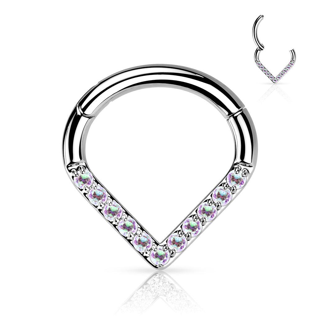 Lävistysrengas, Titanium Single Line CZ Hoop in AB