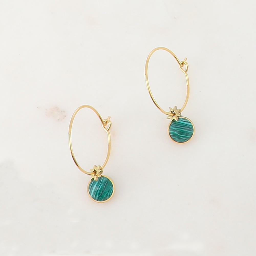 IKITA PARIS|Isolie hoop earrings (malachite)