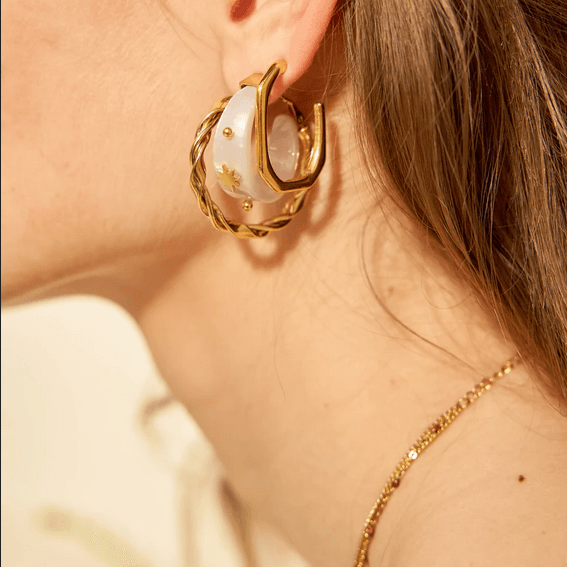 IKITA PARIS|Sorenio -rengaskorvakorut violettia resiiniä