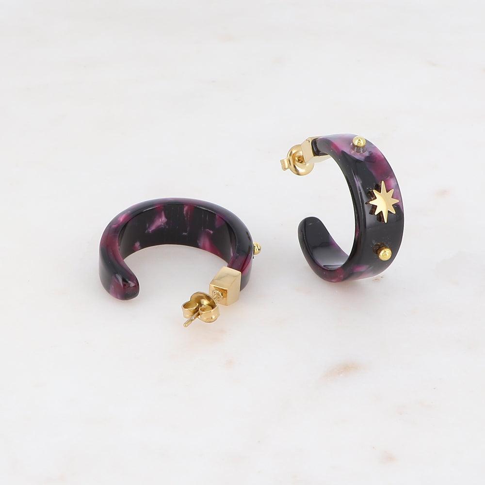 IKITA PARIS|Sorenio -rengaskorvakorut violettia resiiniä