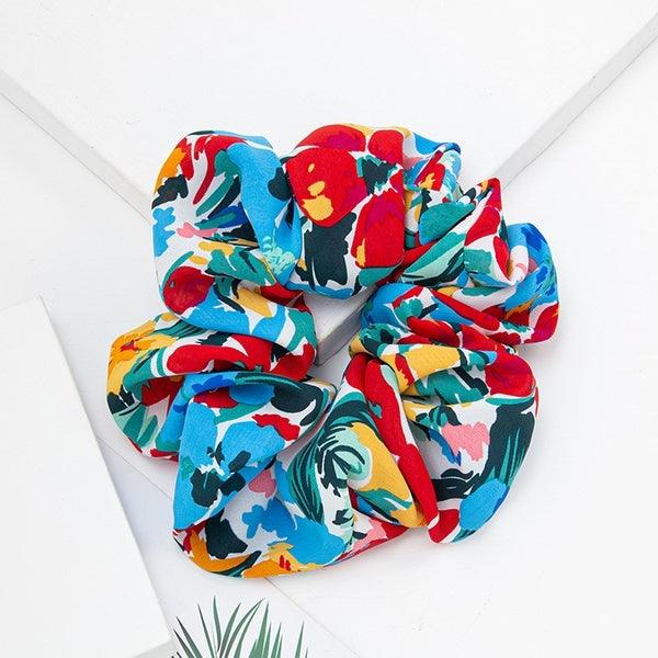 Scrunchie|SUGAR SUGAR, XL Tropical -monivärinen sininen hiusdonitsi