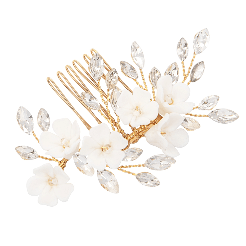 Hiuskoru, ATHENA BRIDAL|Floral Beauty Comb -kultainen kukkahiuskampa