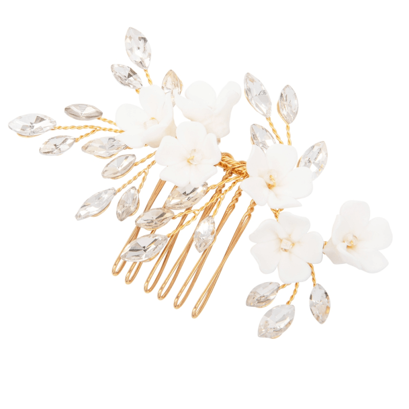Hiuskoru, ATHENA BRIDAL|Floral Beauty Comb -kultainen kukkahiuskampa