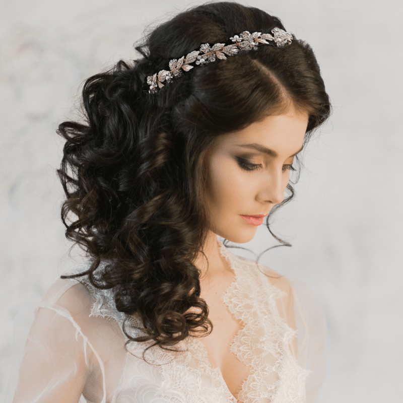 Hiuskoru, ATHENA BRIDAL|Philippa Headband -hopeanvärinen juhlapanta