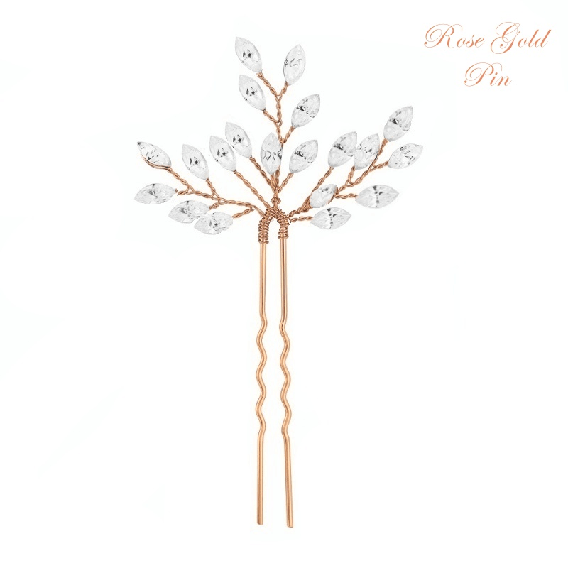 Hiuskoru, ATHENA BRIDAL|Dainty Rosegold Hairpin with Crystals