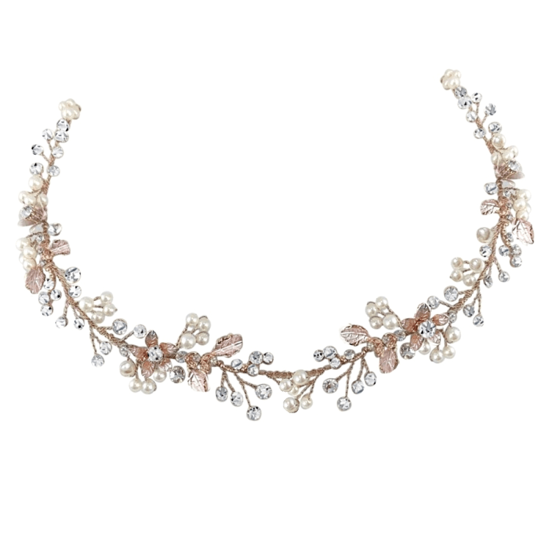 Hiuskoru, ATHENA BRIDAL|Juliet Pearl Vine- ruusukulta helmihiuskoriste