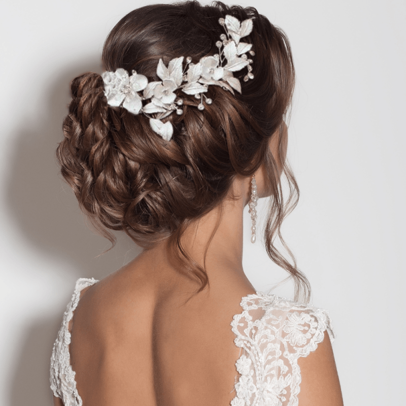 Hiuskoru, ATHENA BRIDAL|Silver Blush Vine -hopeinen hiuskoriste