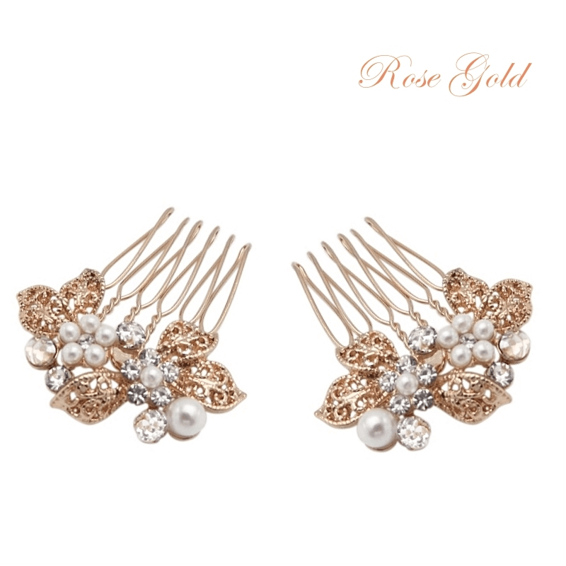 Hiuskoru, ATHENA BRIDAL|Mini Rosegold Comb -helmihiuskoriste
