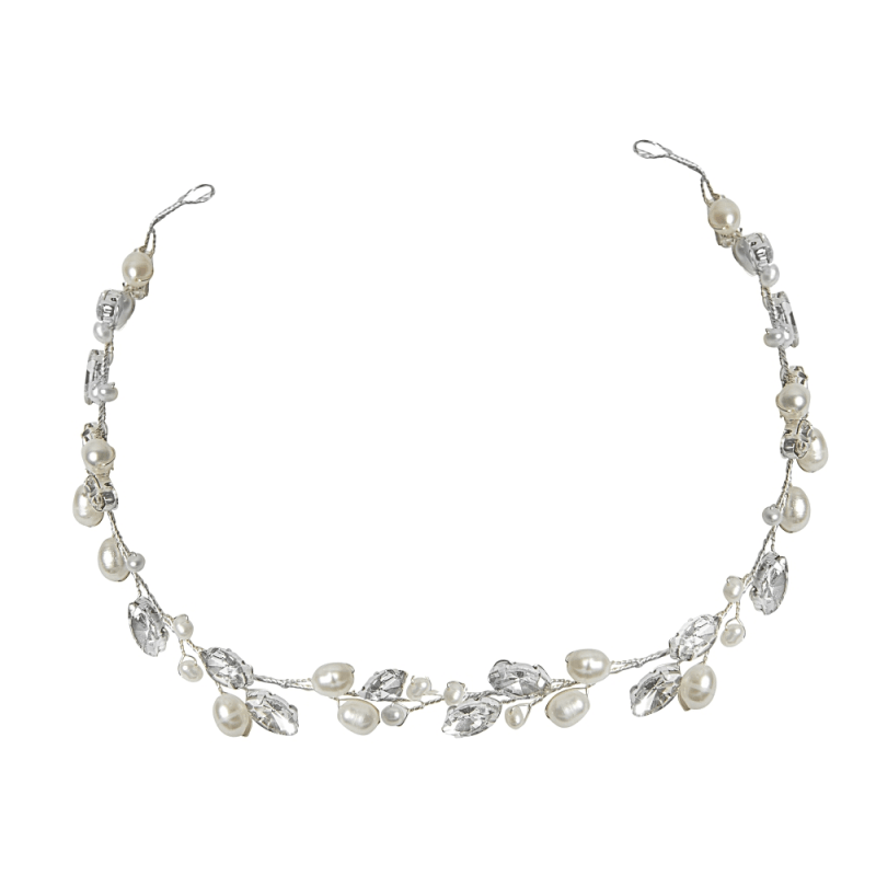 Hiuskoru, ATHENA BRIDAL|Classic Pearl Vine -hopeinen helmihiusköynnös