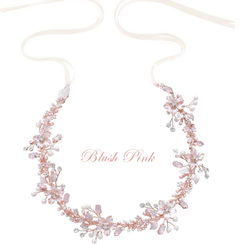 Hiuskoru, ATHENA BRIDAL|Linda Pink Blush Vine -vaaleanpunainen köynnös