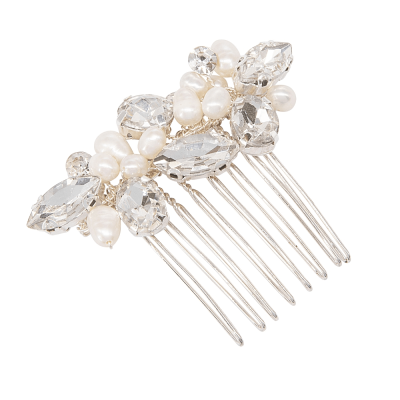 Hiuskoru, ATHENA BRIDAL|Petite Pearl Comb -hopeinen helmihiuskampa