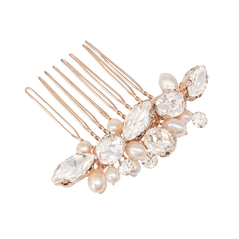 Hiuskoru, ATHENA BRIDAL|Petite Pearl Comb -ruusukulta helmihiuskampa