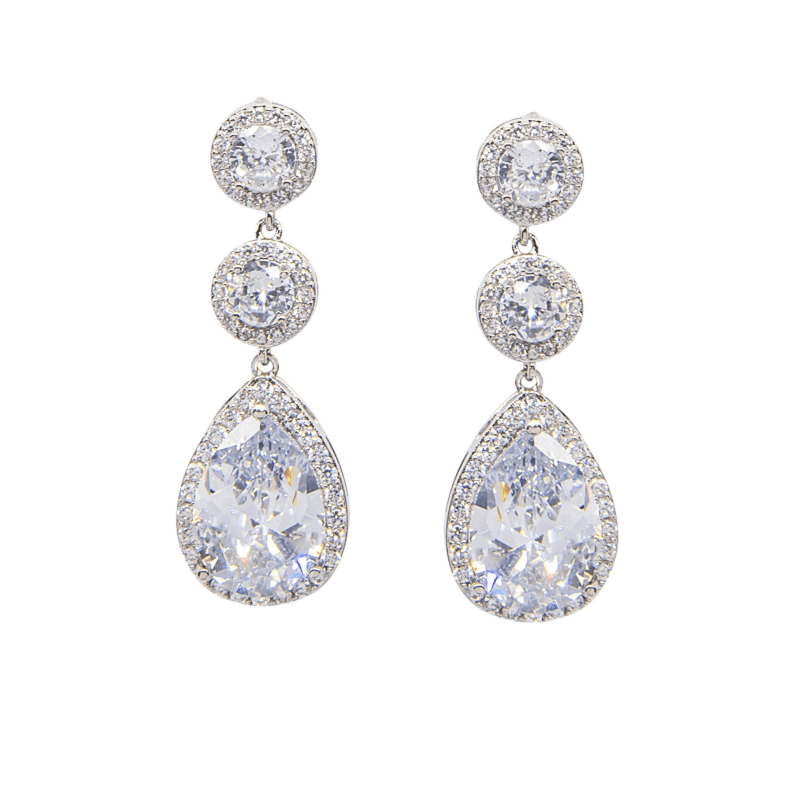 Earrings, ATHENA BRIDAL|Exquisite Earrings -silver-colored drops