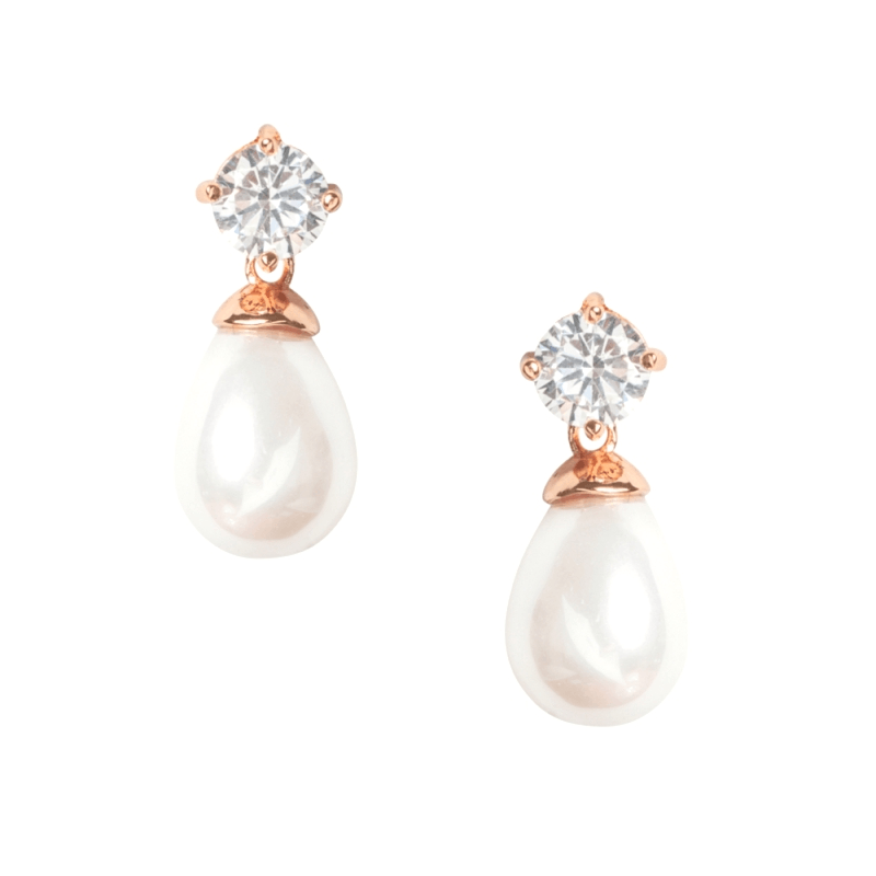 ATHENA BRIDAL | Rosegold Pearl Set -kristallikorusetti helmipisaralla