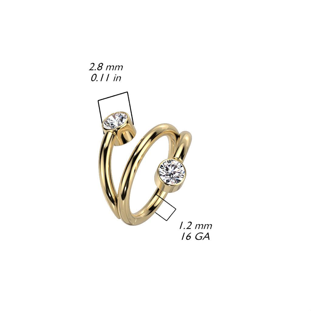 Lävistysrengas, Titanium Twist Gold CZ -kivellinen titaaniclicker