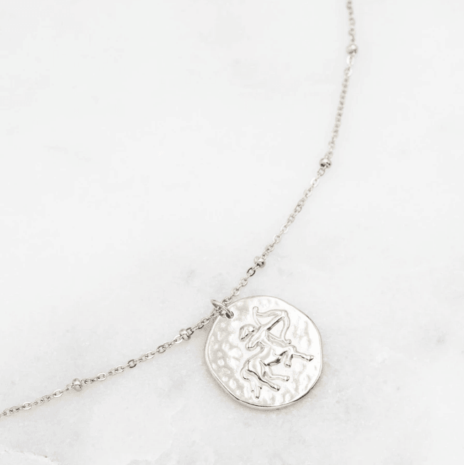 Surgical steel necklace, Astro Collection horoscope jewelry (silver)