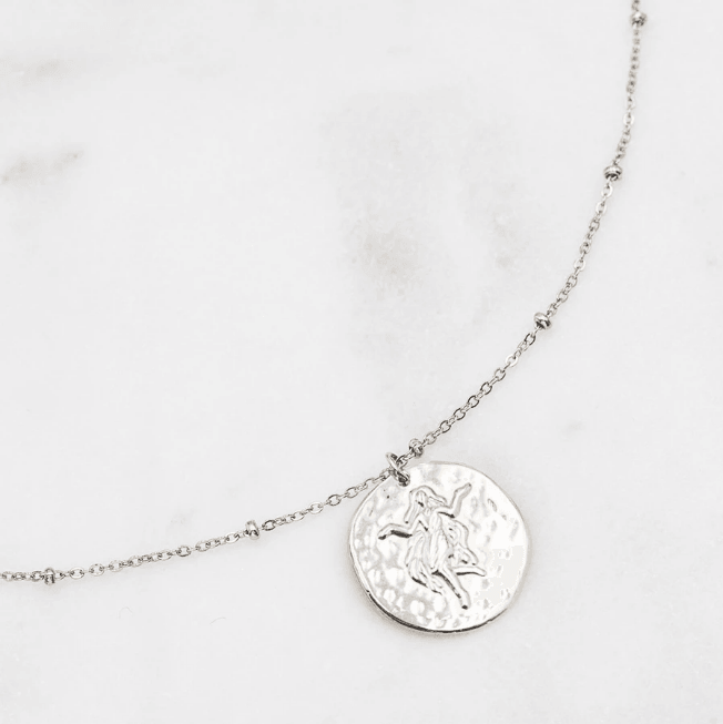 Surgical steel necklace, Astro Collection horoscope jewelry (silver)