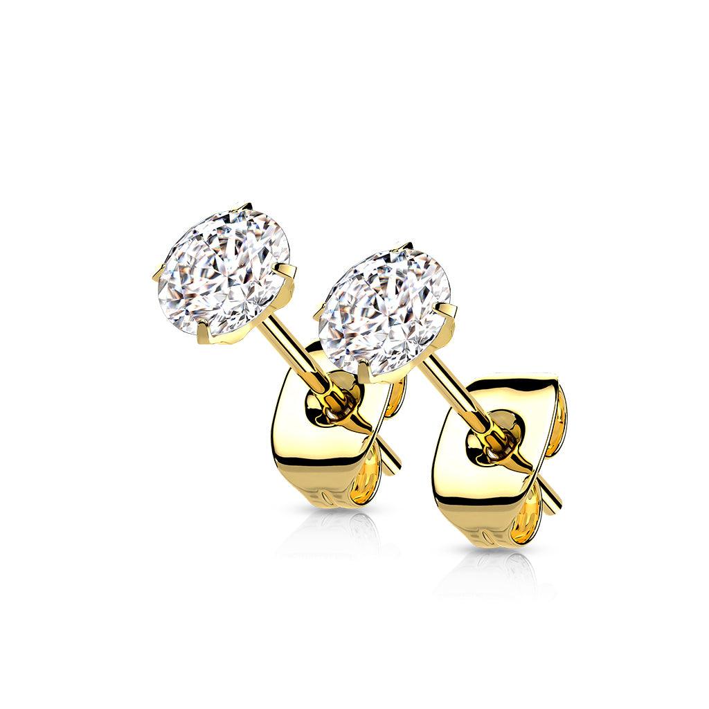 Titaaniset kullanväriset korvanapit, Titanium CZ Earstuds in Gold