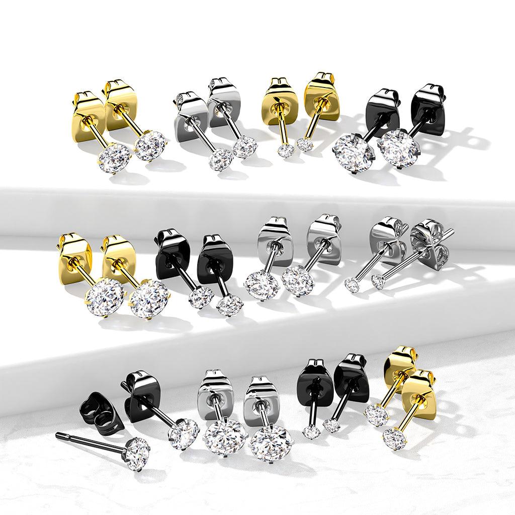 Titaaniset kullanväriset korvanapit, Titanium CZ Earstuds in Gold