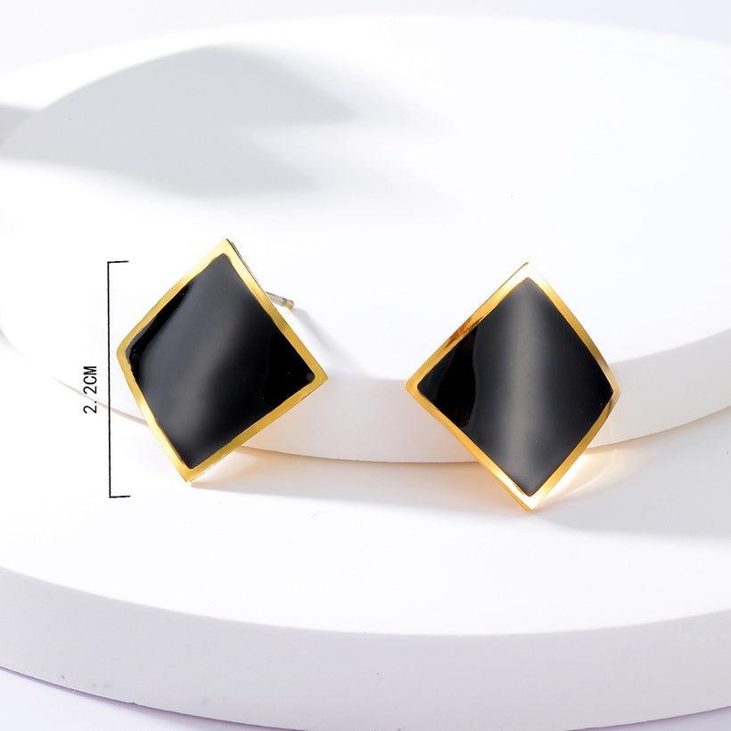 FRENCH RIVIERA|New York Earrings -black surgical steel studs