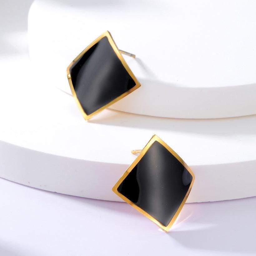 FRENCH RIVIERA|New York Earrings -black surgical steel studs