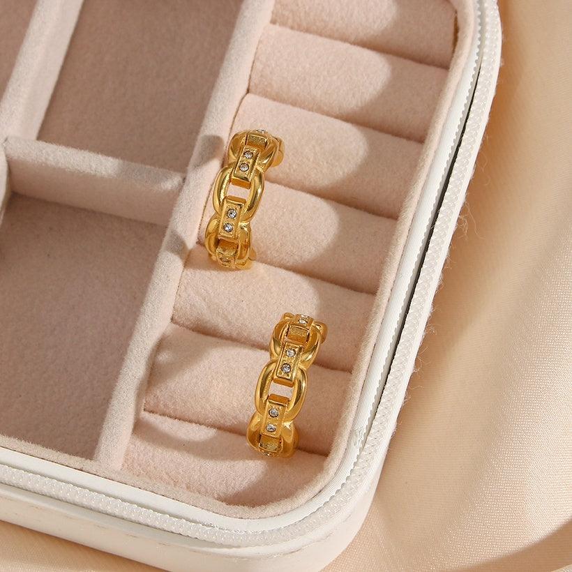 FRENCH RIVIERA|SoHo Hoops -kirurginteräksiset kullanväriset renkaat