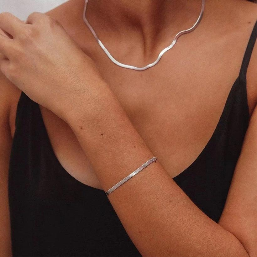 FRENCH RIVIERA|Ada Chain in Silver -kirurginteräksinen 4mm käärmeketju