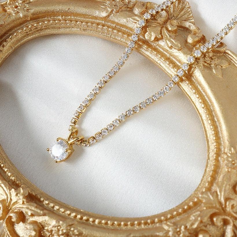 Kirurginteräskaulakoru, FRENCH RIVIERA|Fay Necklace -kulta strassikoru