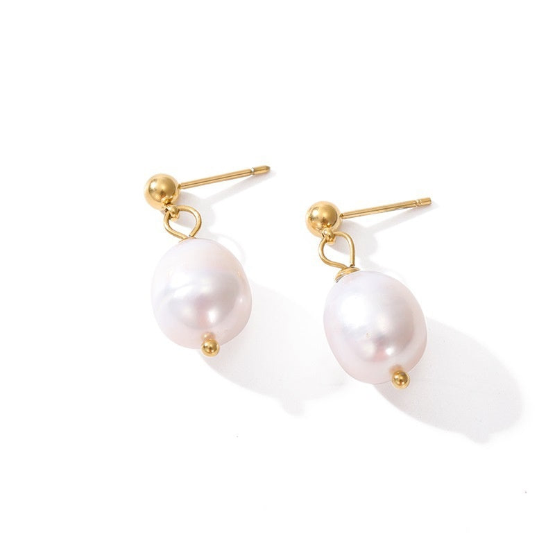 FRENCH RIVIERA|Large Aurore Earrings -kirurginteräskorvakorut helmellä