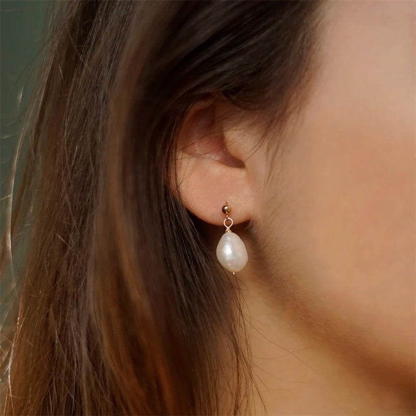FRENCH RIVIERA|Large Aurore Earrings -kirurginteräskorvakorut helmellä