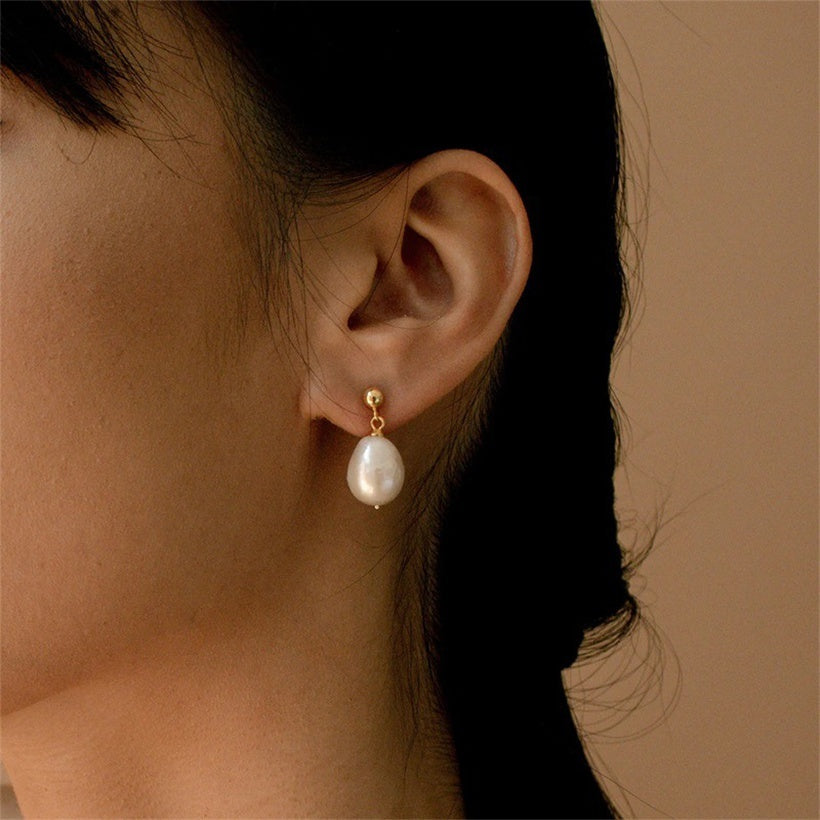 FRENCH RIVIERA|Large Aurore Earrings -kirurginteräskorvakorut helmellä