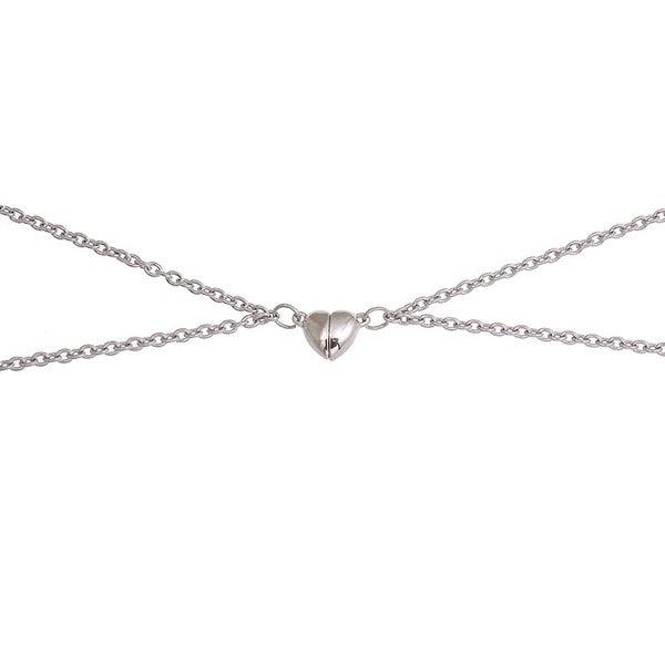 Kaulakoru, Silver Couple Necklace with Heart -rakkauskoru