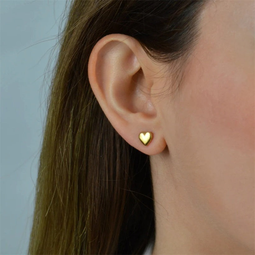 FRENCH RIVIERA|Darling You Surgical Steel Heart Stud Earrings (Rose Gold)