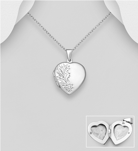 PREMIUM COLLECTION|Elina -medaljonki hopeariipus kukkakuviolla