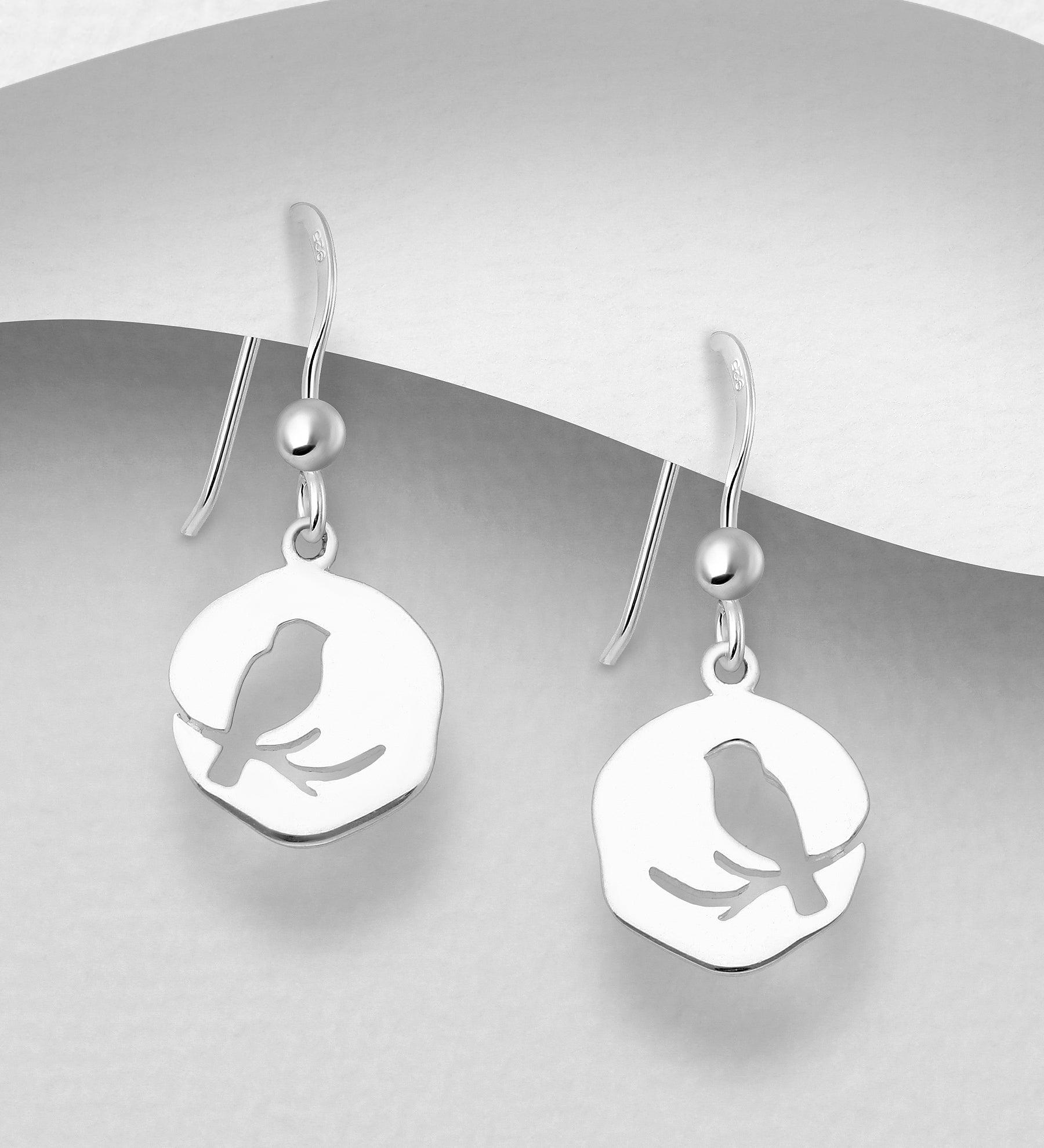 PREMIUM COLLECTION|Onnenlintu -modernit hopeiset korvakorut