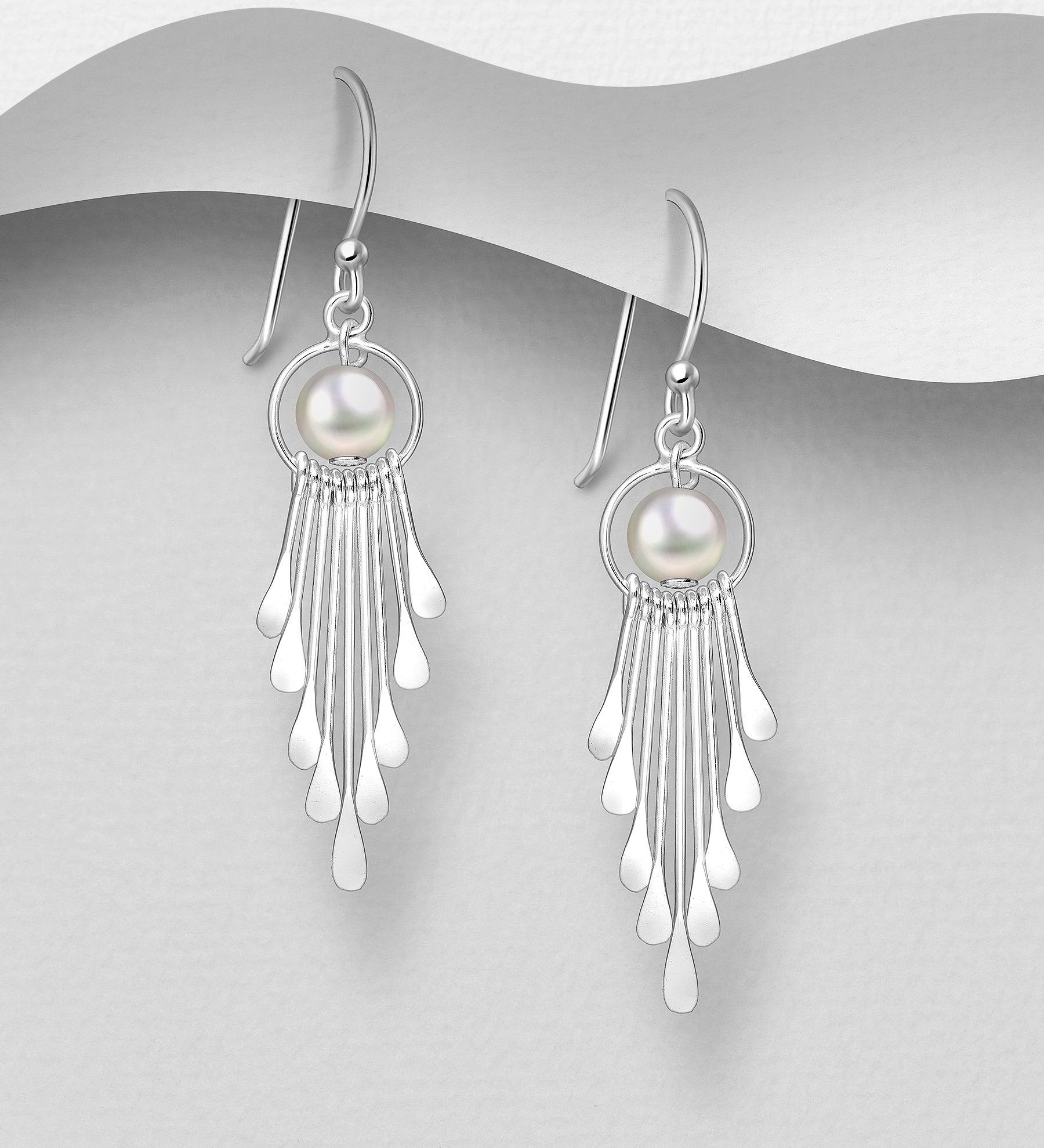 PREMIUM COLLECTION|Astrid -modernit hopeiset helmikorvakorut