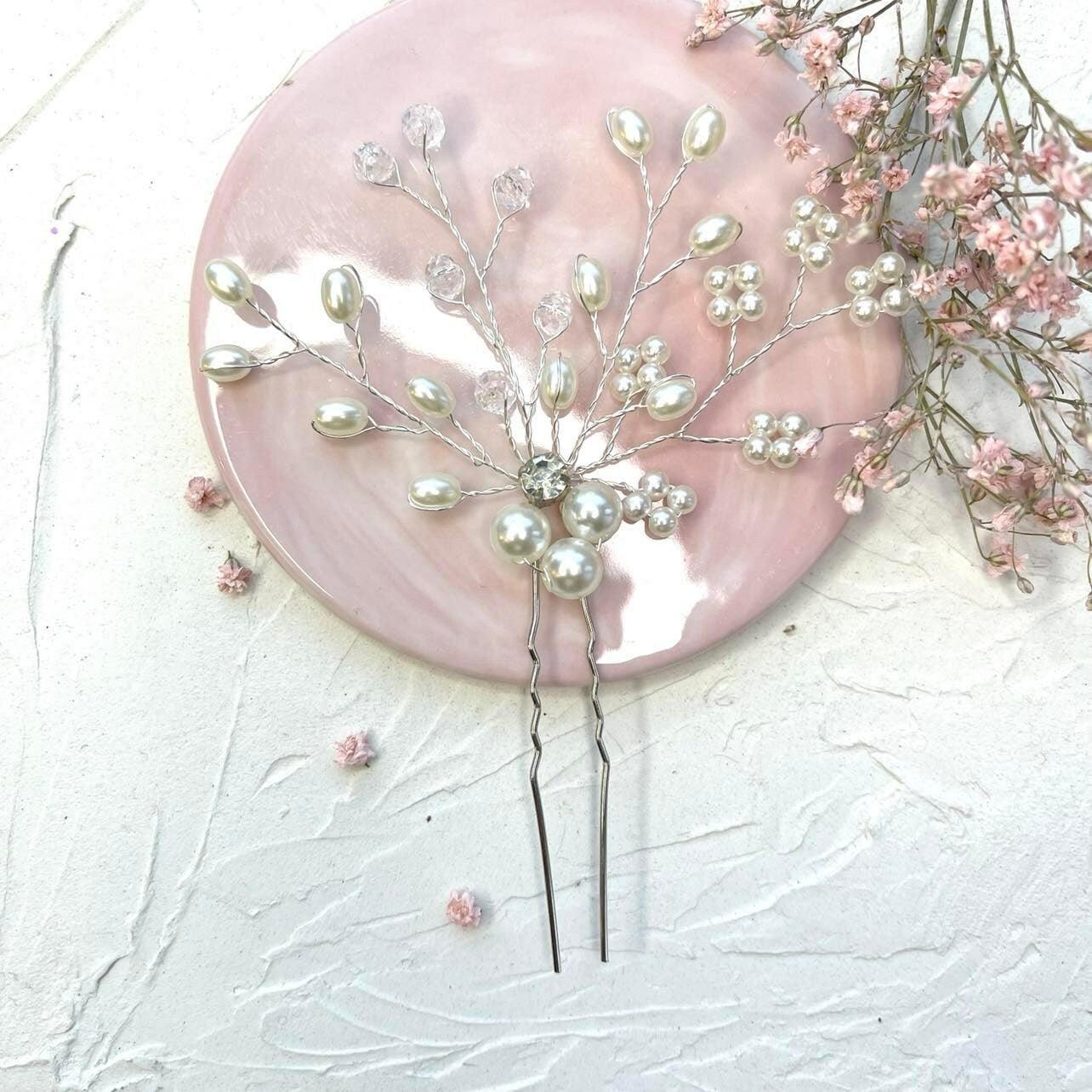 Hiuskoriste|ROMANCE, Bess Medium -hopeanvärinen hiuskoru helmin