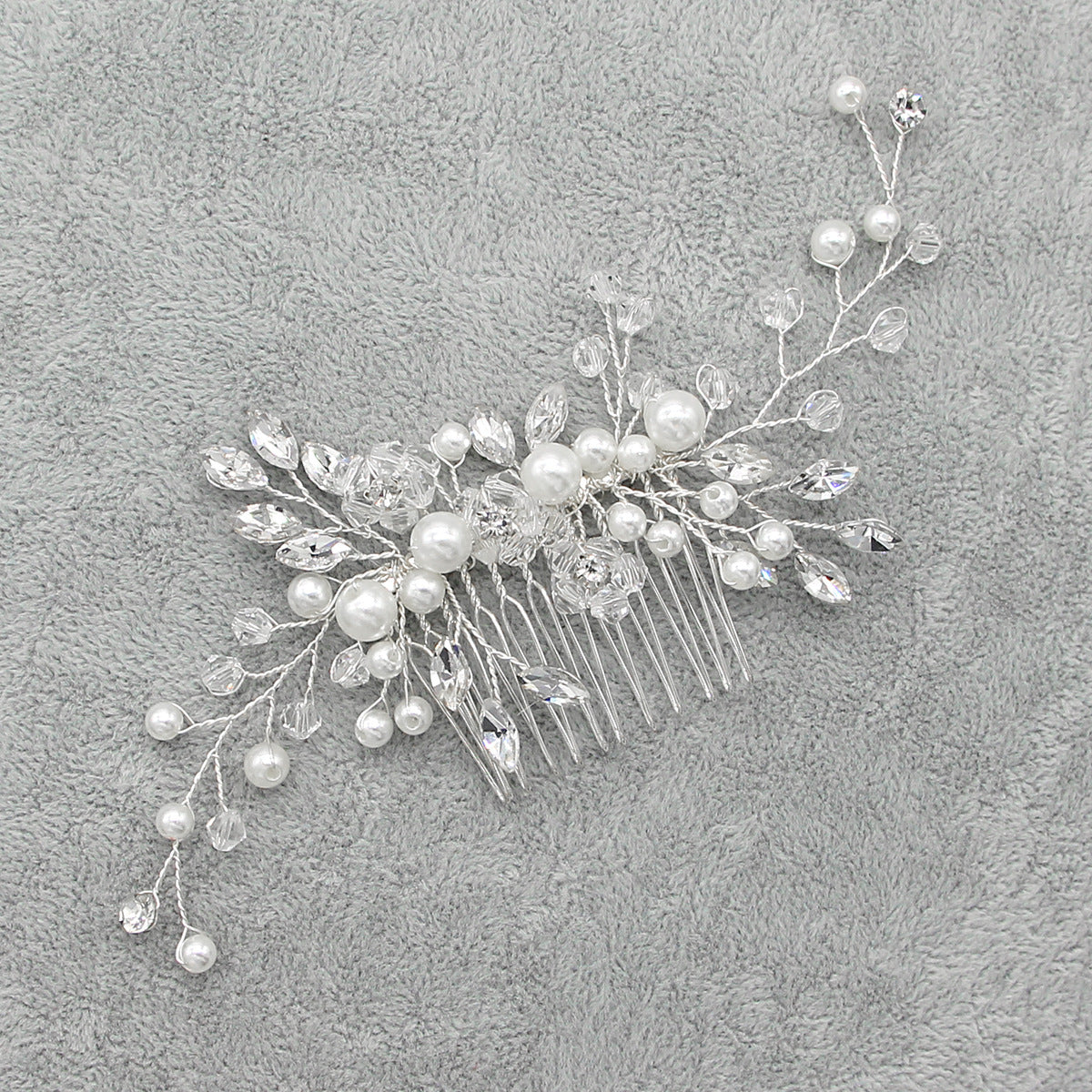 Hiuskoriste|ROMANCE, Faye -muotoiltava hopeanvärinen hiuskoru helmin