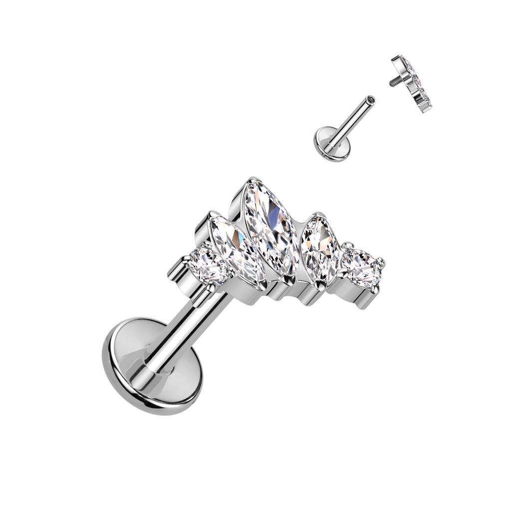 Titaani rustokoru/traguskoru, Mini Marquise -kimaltava labret (hopea)