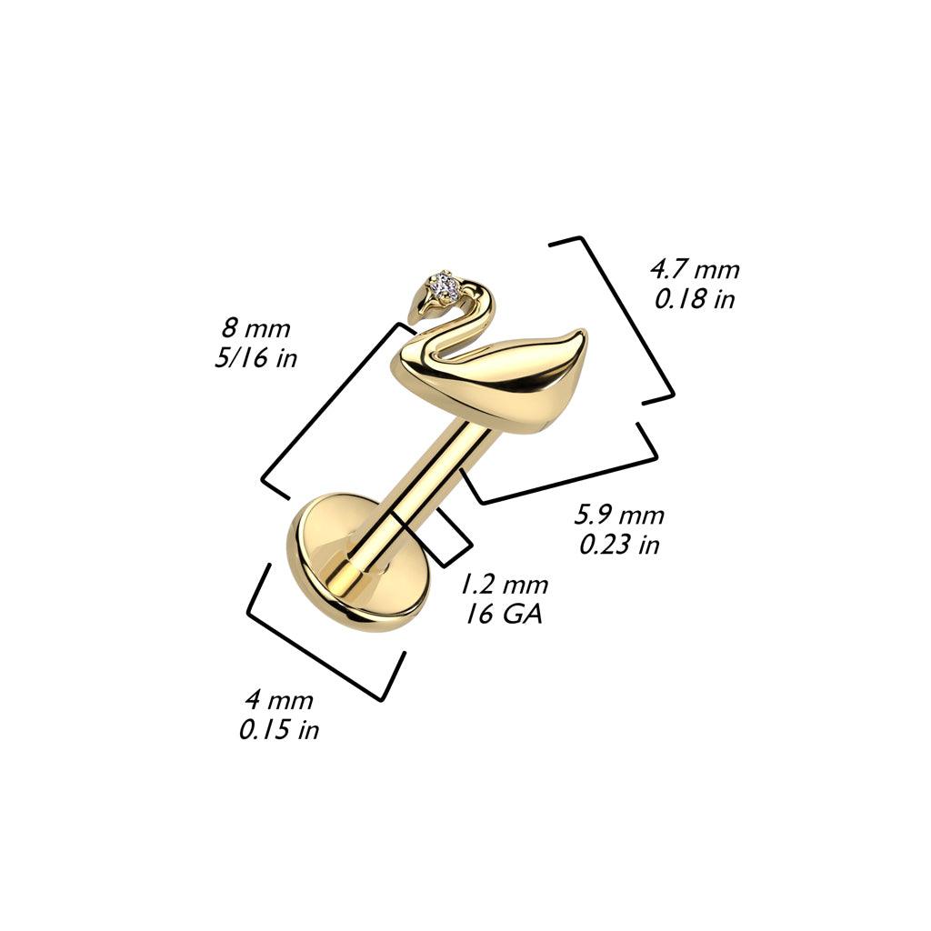 Titanium cartilage/tragus jewelry, Swan labret (silver)