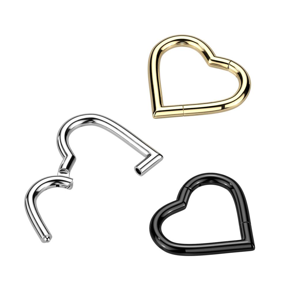 Lävistysrengas, Titanium Heart Hoop in Silver-titaaninen sydän clicker