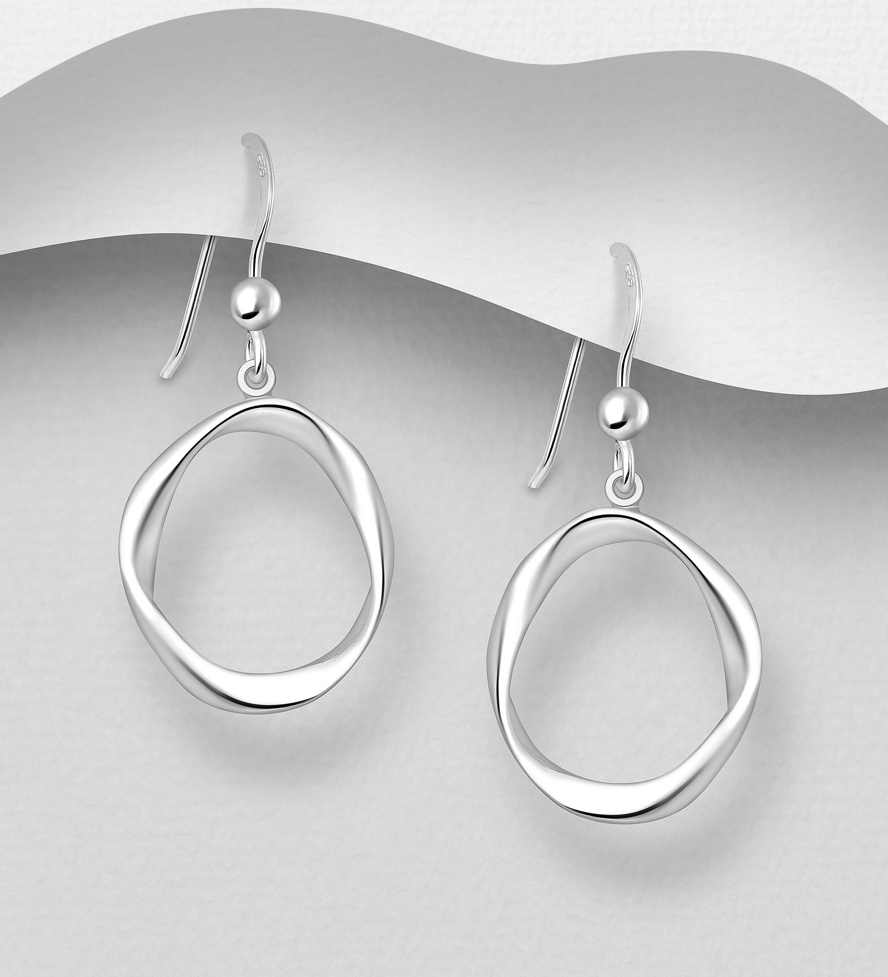 PREMIUM COLLECTION|Tilde silver modern dangling earrings