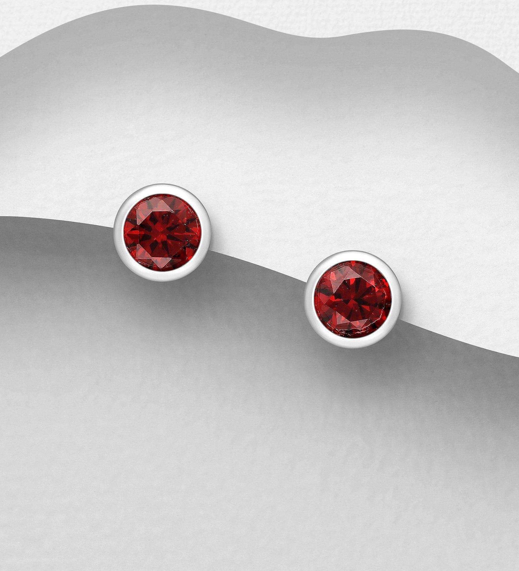 PREMIUM COLLECTION|Moa -hopeiset punaiset nappikorvakorut