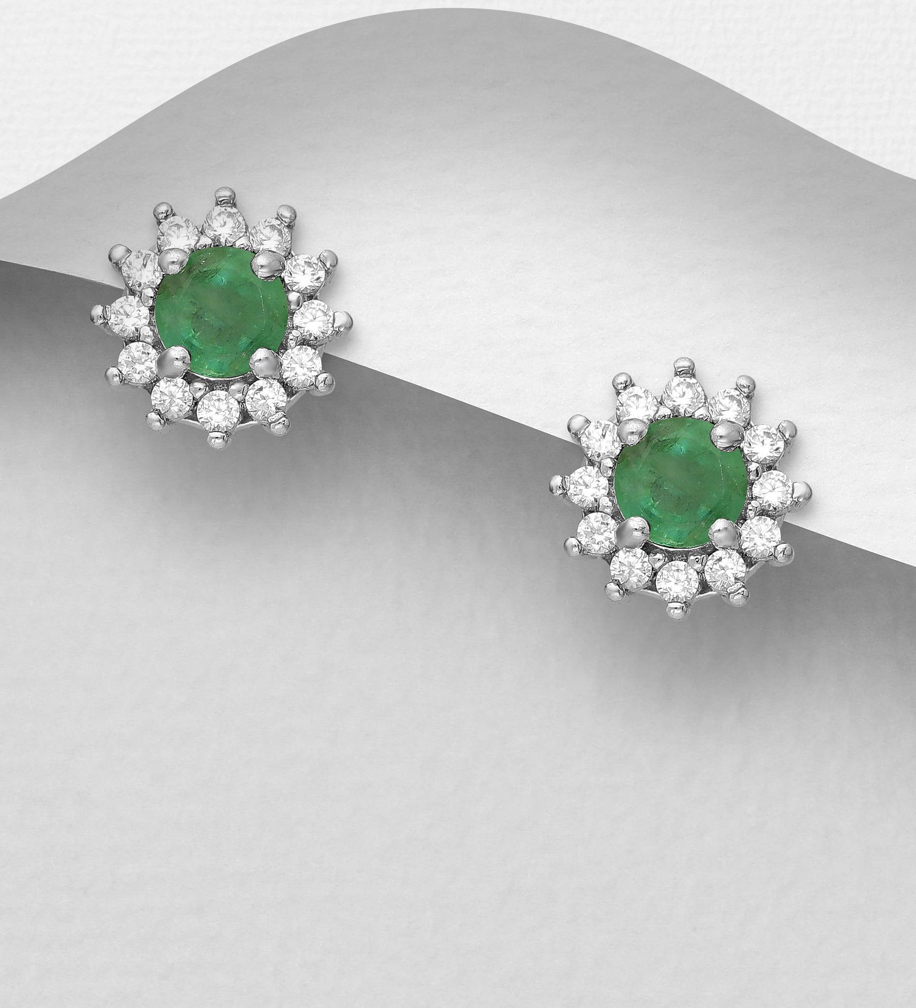 PREMIUM COLLECTION|Victoria silver green emerald earrings