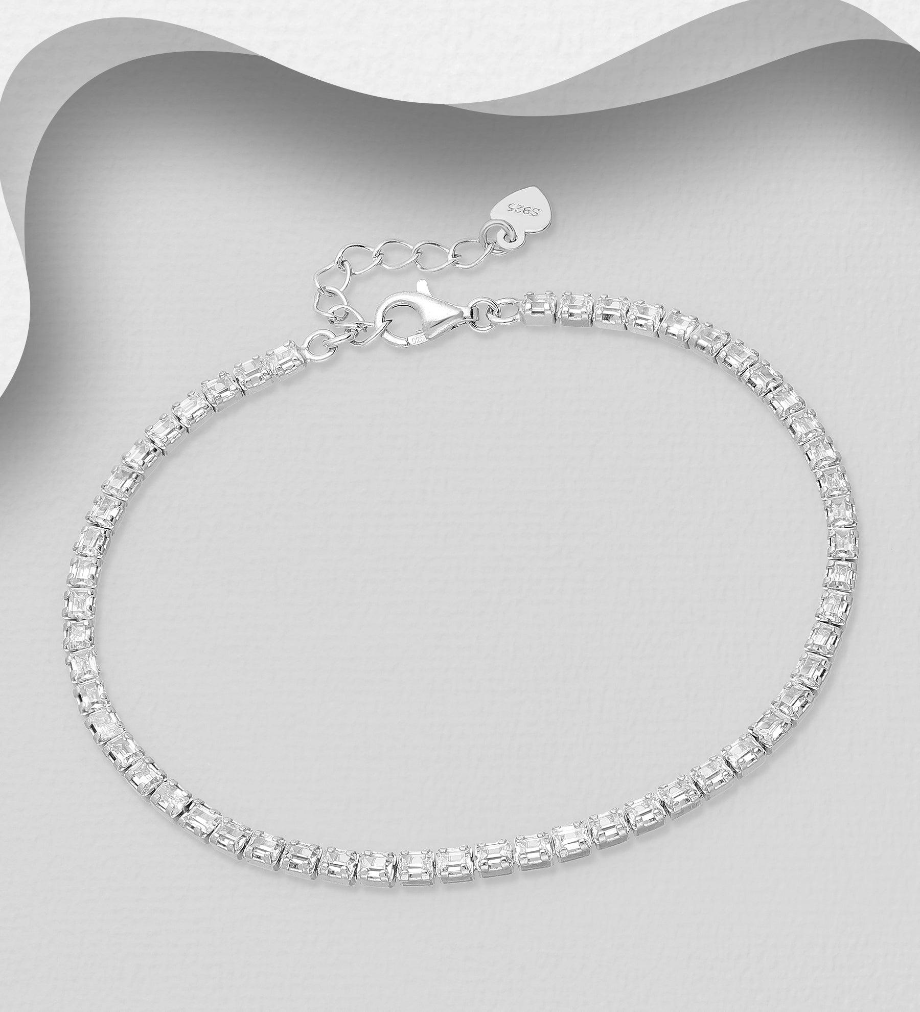 PREMIUM COLLECTION|Susan -bright silver rhinestone bracelet