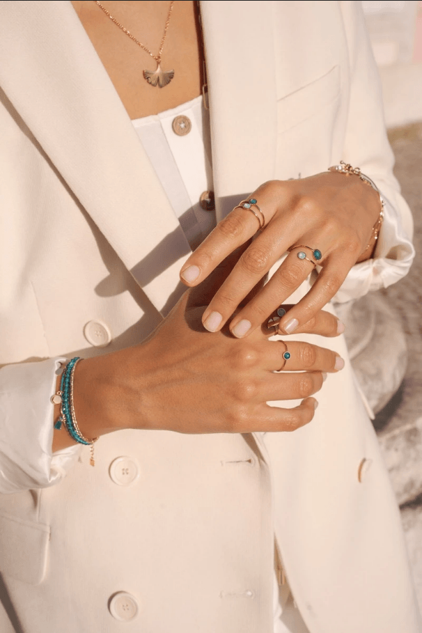 Sormus, BOHM PARIS|Bague Ally -neonvihreä kristallisormus