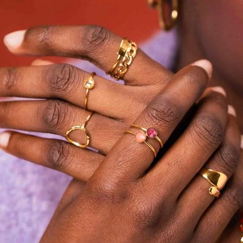 Sormus, BOHM PARIS|Bague Ally -neonvihreä kristallisormus