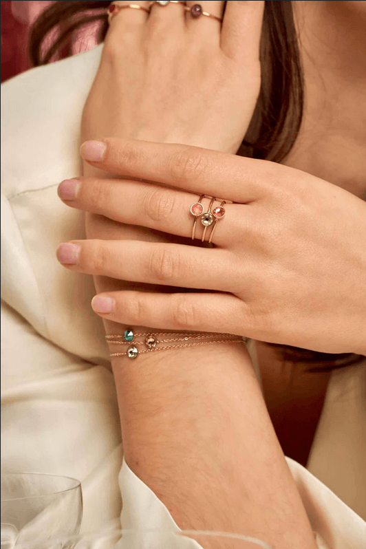 Sormus, BOHM PARIS|Bague Ally -neonvihreä kristallisormus