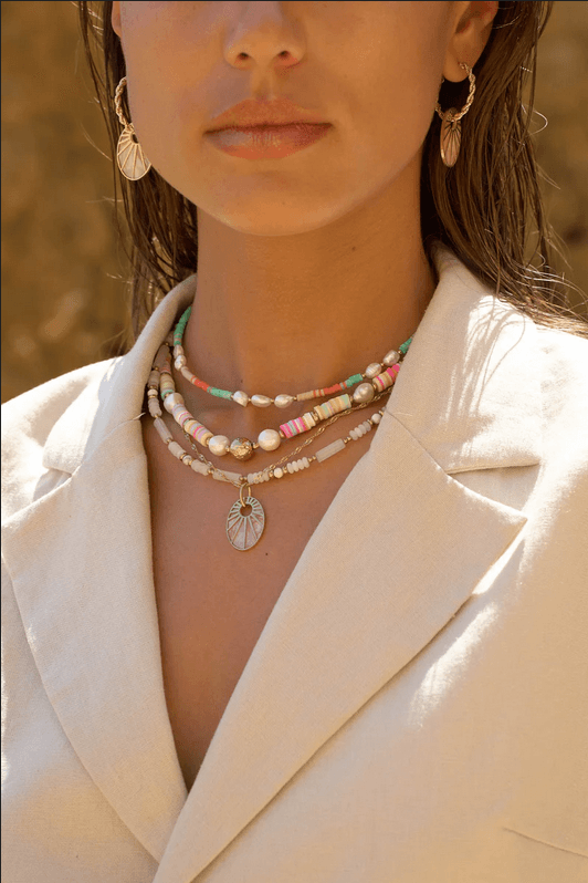 BOHM PARIS|Collier Evana -multicolored summer jewelry with freshwater pearls
